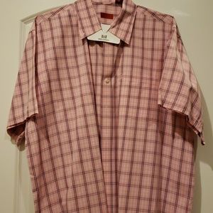 Izod XL pink plaid button down short sleeve